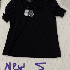 Adrianna Papell Black Short Sleeve Top